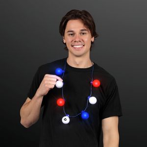 Red White & Blue Light Globes Necklace - PRINTED