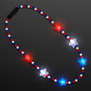 Red White & Blue Star Lights Necklace - BLANK