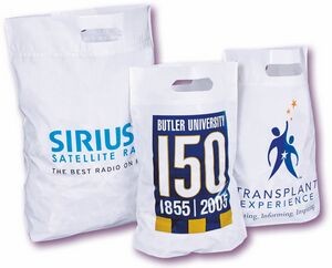 Reinforced Fold Over Die Cut Handle Bag With Gusset 15"x19"+4" - 2 Colors