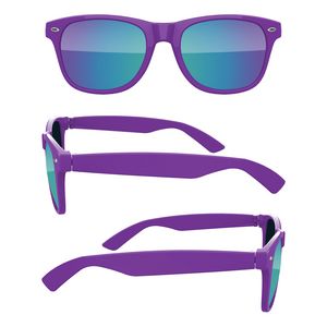 Retro Mirror Sunglasses W/ Full Colors Lens Imprint & 1 Color Temple Imprint