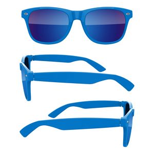 Retro Mirror Sunglasses W/ Full Colors Lens Imprint & 1 Color Temple Imprint