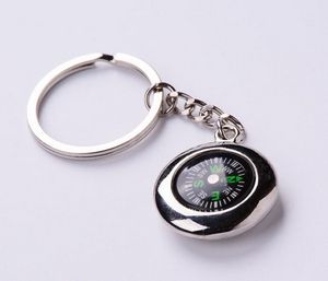 Round Metal Compass Keychain