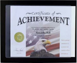 Slim Line Black Slide In Certificate Plaque-8x10" Doc-POCKET Style