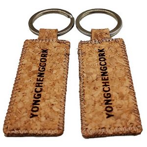 Slim Rectangle Cork Keychain