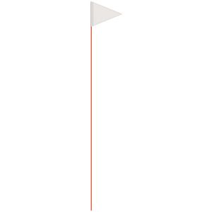 Solid Color White Pennant Field Flag w/Orange Staff