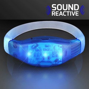 Sound Activated Light Up Blue LED Flashing Bracelets - BLANK