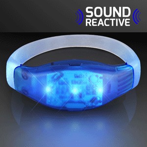 Sound Activated Light Up Blue LED Flashing Bracelets - BLANK
