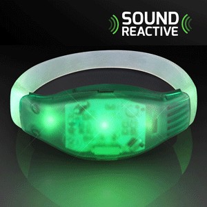 Sound Activated Light Up Green LED Flashing Bracelets - BLANK