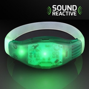Sound Activated Light Up Green LED Flashing Bracelets - PRINTED