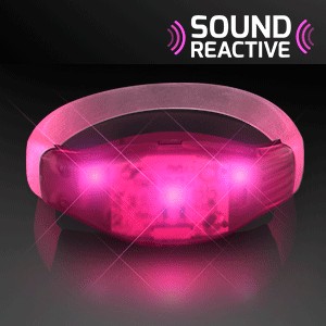 Sound Activated Light Up Pink LED Flashing Bracelets - BLANK