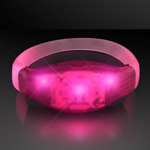 Sound Activated Light Up Pink LED Flashing Bracelets - PRINTED
