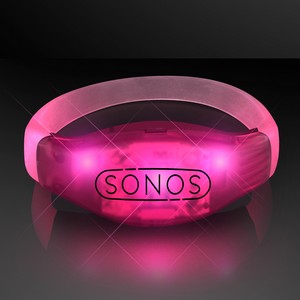 Sound Activated Light Up Pink LED Flashing Bracelets - PRINTED