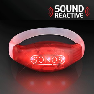 Sound Activated Light Up Red LED Flashing Bracelets - PRINTED