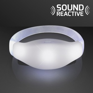 Sound Activated Light Up White LED Flashing Bracelets - BLANK
