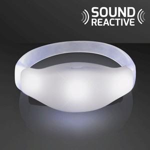 Sound Activated Light Up White LED Flashing Bracelets - BLANK