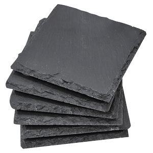 Square Slate Coaster 6 Piece Set (4" x 4")