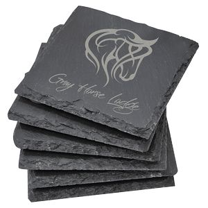 Square Slate Coaster 6 Piece Set (4" x 4")