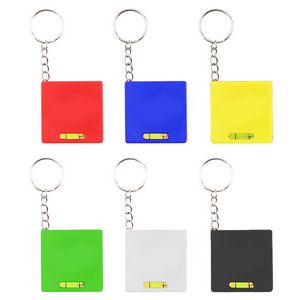 Square Tape Measure Keychain w/ Level