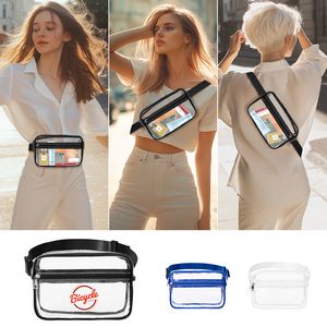 Stadium Approved Clear PVC Fanny Pack W/ Two Zipper Pockets
