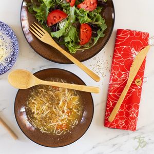 Take-Along Flatware Red Hibiscus Utensil Roll