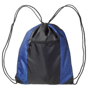 Two Color Front Zipper Pocket Drawstring Backpacks