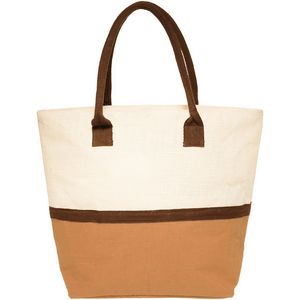 Two-Tone Jute Beach Tote Bags (17.5"x13.5")