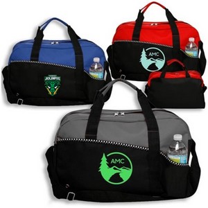 Two Tone Zippered Duffel Bag w/ Shoulder Strap
