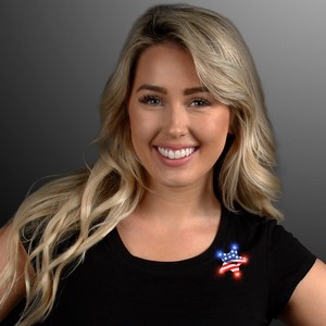USA American Flag Star Flashing Pin - PRINTED