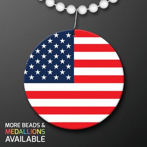 USA Flag Medallion for Beaded Necklace (Non Light Up) - PRINTED
