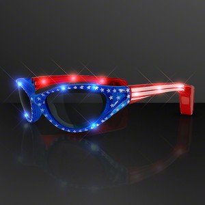USA Stars & Flag Stripes LED Flashing Sunglasses - PRINTED