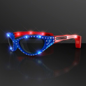 USA Stars & Flag Stripes LED Flashing Sunglasses - PRINTED