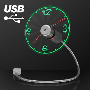 USB PoweRed LED Light Clock Desk Fan - PRINTED