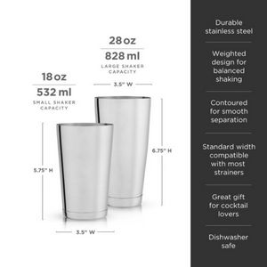 Viski® Stainless Shaker Tin Set