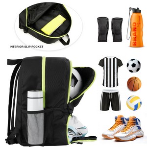 Water-Resistant Soccer Backpack With Ball And Shoes Compartment