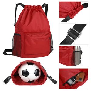Waterproof Drawstring Backpack With Mesh Pockets