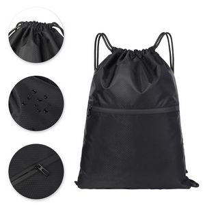 Waterproof Drawstring Gym Bag With Front Pocket