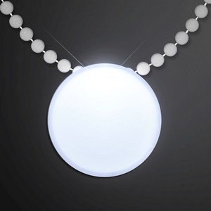 White LED Circle Badge with Beads - PRINTED