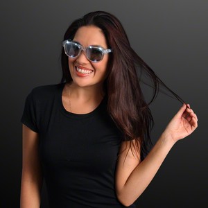 White LED Cool Shades Party Glasses - PRINTED