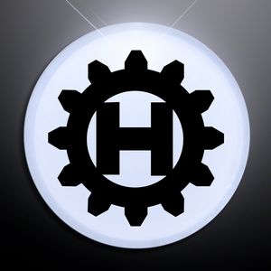 White LED Frosted Circle Badge with Safety Pin - PRINTED