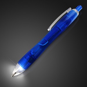 White LED Light Tip Blue Pen - PRINTED