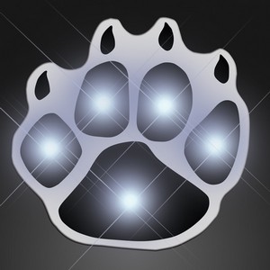 White LED Paw Print Flashing Pins - BLANK