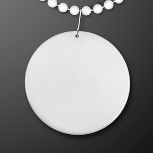 White Medallion with Beaded Necklace (Non Light Up) - PRINTED