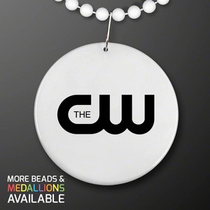 White Medallion with Beaded Necklace (Non Light Up) - PRINTED