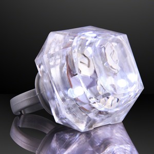 White Princess Cut Huge Diamond LED Rings - PRINTED