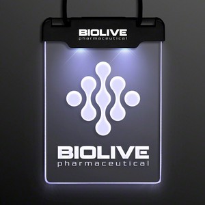 White Space Glow Light Badge Necklace - PRINTED