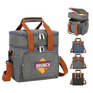 Wide Open Dual Compartment Lunch Bag With Shoulder Strap