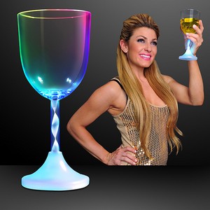 Wine LED Spiral Stem Glass - BLANK