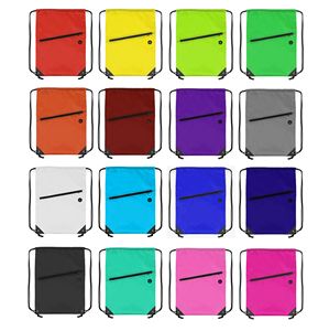 Zipper Pocket Drawstring Backpack