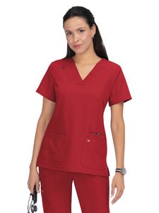 koi - Next Gen - Women's Three-Pocket Wide V-Neck Stretch Hustle and Heart Top